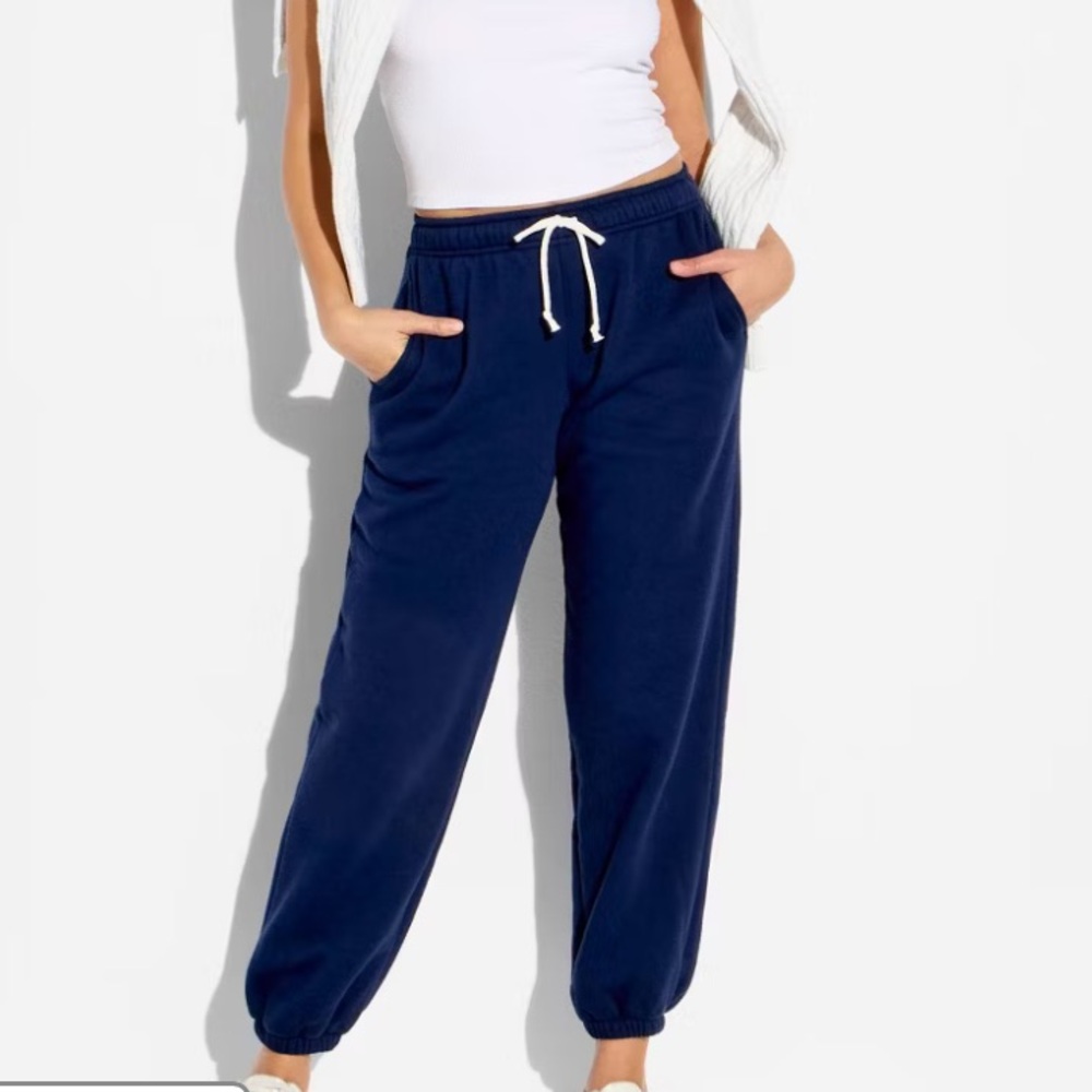 Women's Navy Drawstring Jogger Pants - Picture 4 of 6